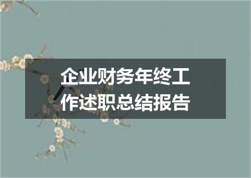 企业财务年终工作述职总结报告