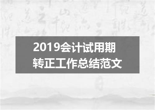 2019会计试用期转正工作总结范文