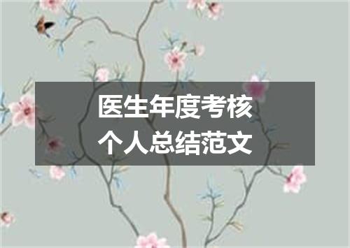 医生年度考核个人总结范文