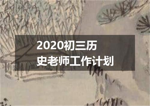 2020初三历史老师工作计划