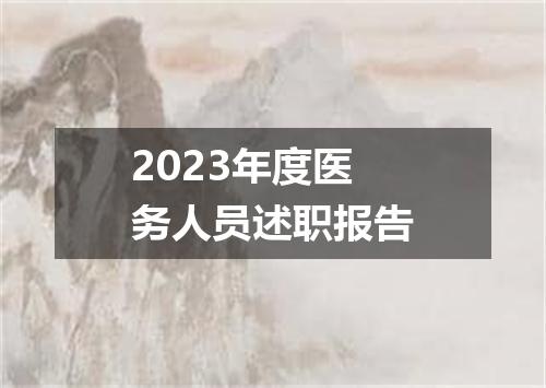 2023年度医务人员述职报告
