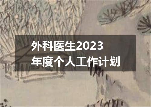 外科医生2023年度个人工作计划