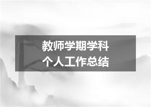 教师学期学科个人工作总结