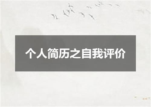 个人简历之自我评价