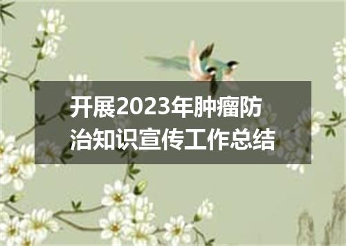 开展2023年肿瘤防治知识宣传工作总结