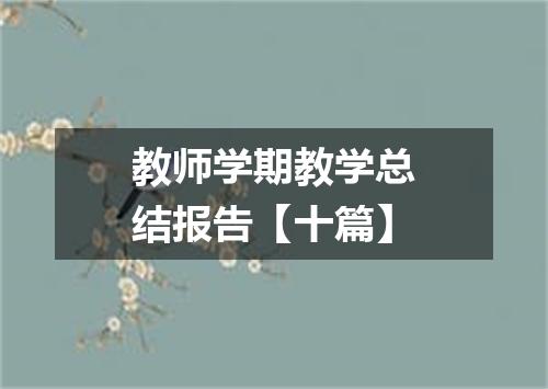 教师学期教学总结报告【十篇】