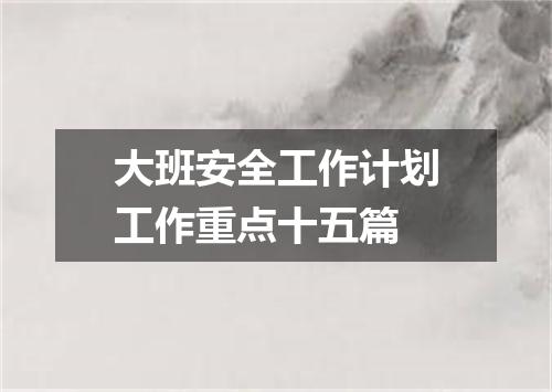 大班安全工作计划工作重点十五篇