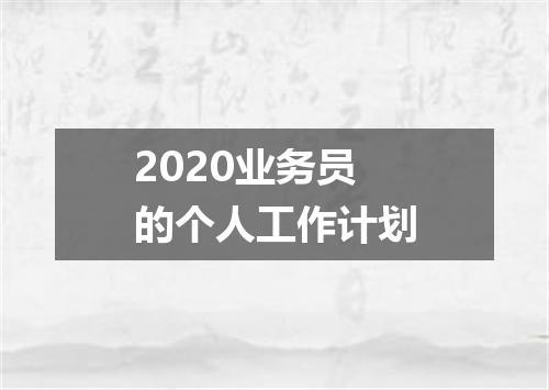 2020业务员的个人工作计划