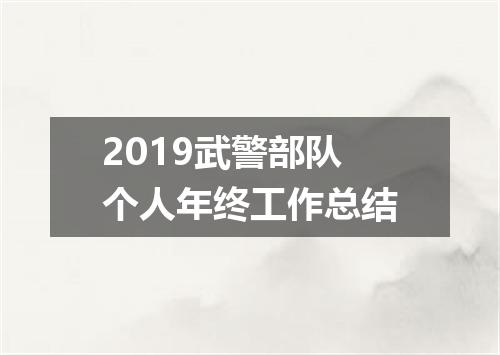 2019武警部队个人年终工作总结