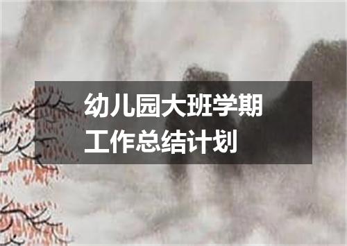 幼儿园大班学期工作总结计划