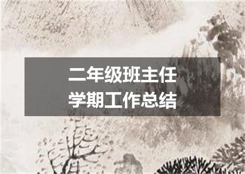 二年级班主任学期工作总结