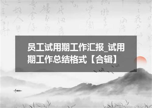 员工试用期工作汇报_试用期工作总结格式【合辑】