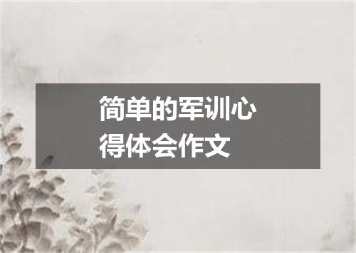 简单的军训心得体会作文