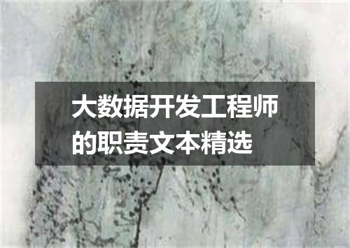大数据开发工程师的职责文本精选