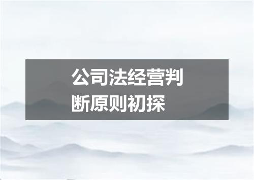公司法经营判断原则初探