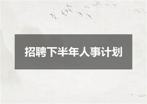 招聘下半年人事计划