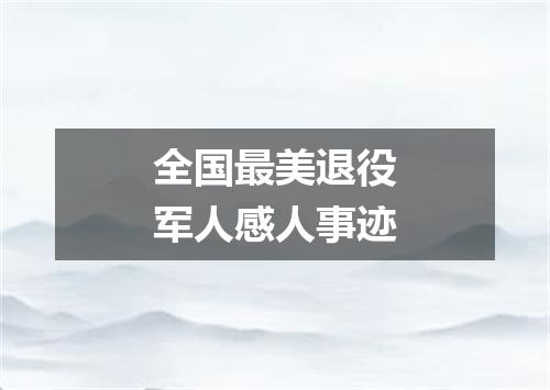 全国最美退役军人感人事迹