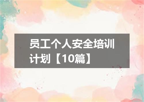 员工个人安全培训计划【10篇】