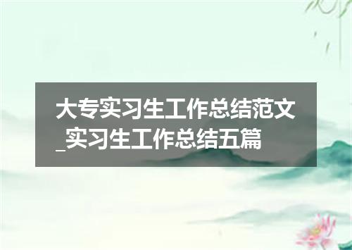 大专实习生工作总结范文_实习生工作总结五篇
