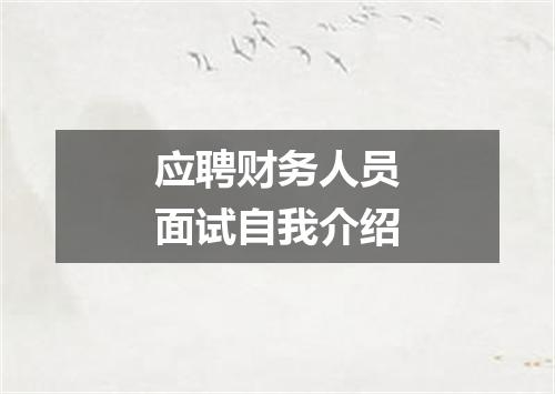 应聘财务人员面试自我介绍