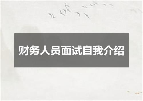财务人员面试自我介绍