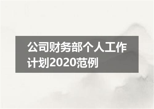 公司财务部个人工作计划2020范例