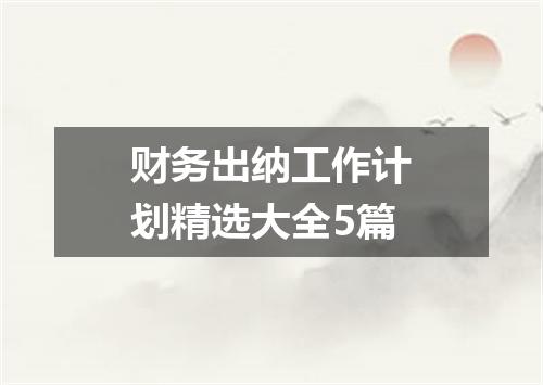财务出纳工作计划精选大全5篇
