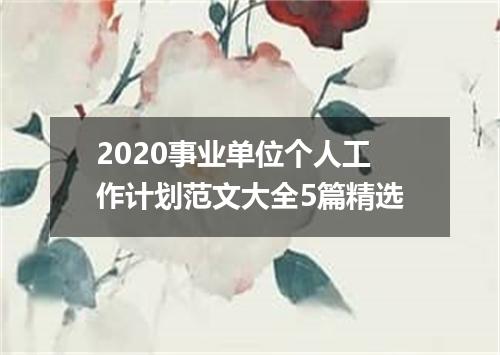 2020事业单位个人工作计划范文大全5篇精选