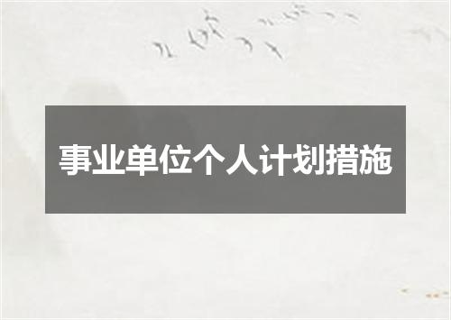 事业单位个人计划措施