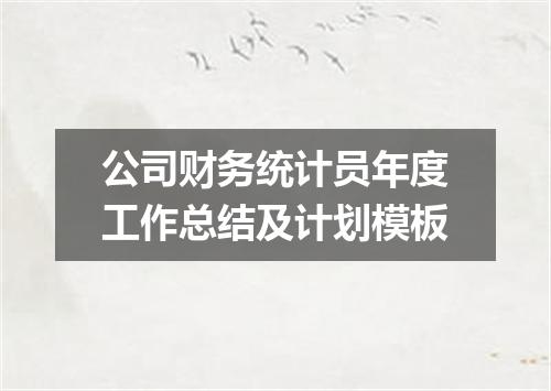 公司财务统计员年度工作总结及计划模板