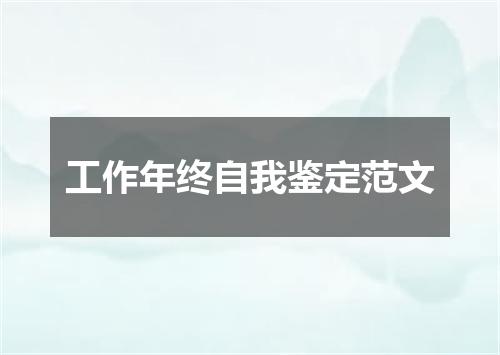 工作年终自我鉴定范文