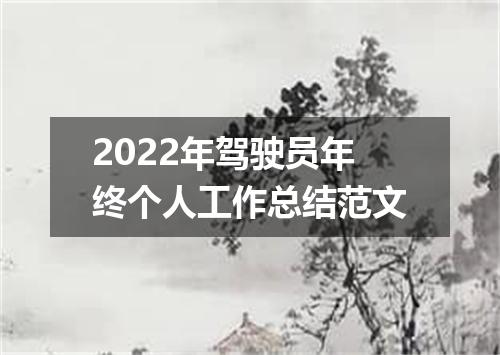 2022年驾驶员年终个人工作总结范文