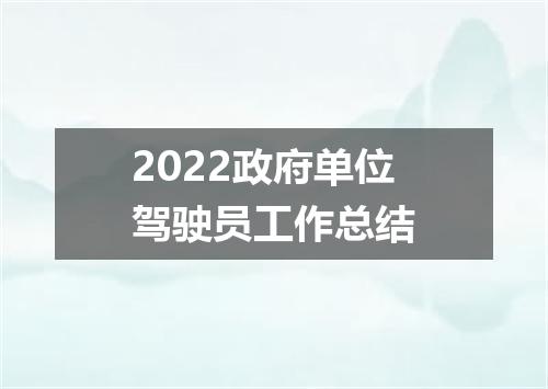 2022政府单位驾驶员工作总结