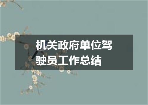 机关政府单位驾驶员工作总结