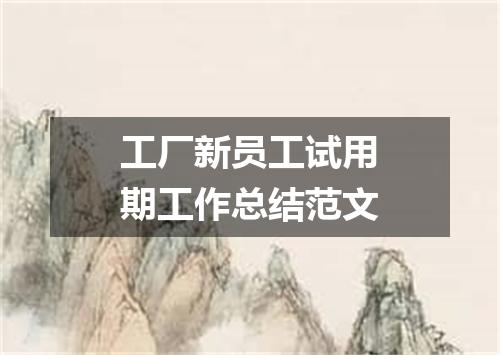 工厂新员工试用期工作总结范文