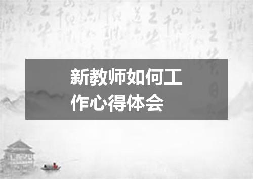 新教师如何工作心得体会