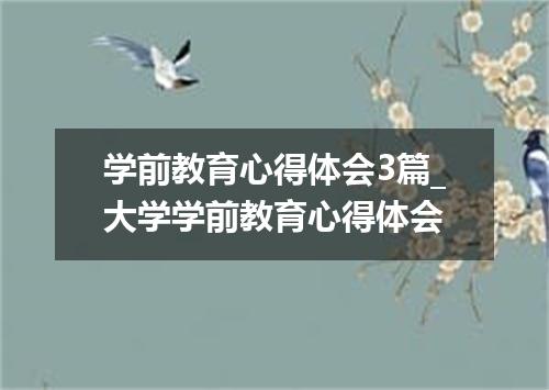 学前教育心得体会3篇_大学学前教育心得体会