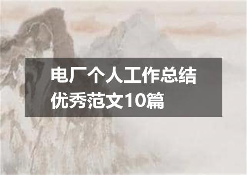 电厂个人工作总结优秀范文10篇