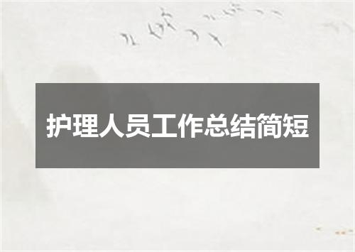 护理人员工作总结简短