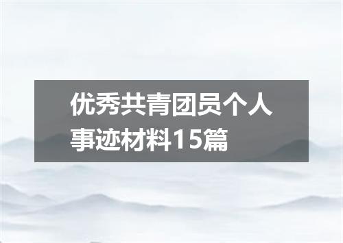优秀共青团员个人事迹材料15篇