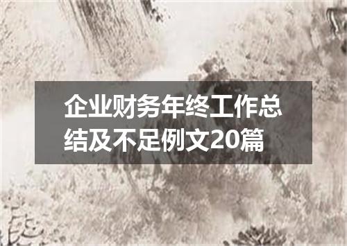 企业财务年终工作总结及不足例文20篇