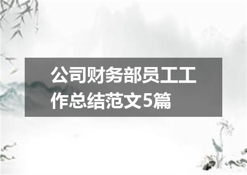 公司财务部员工工作总结范文5篇