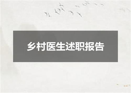 乡村医生述职报告
