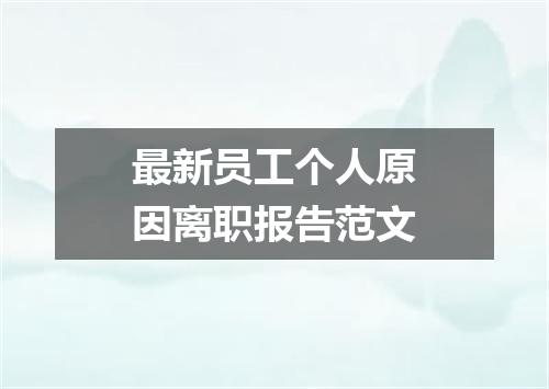 最新员工个人原因离职报告范文