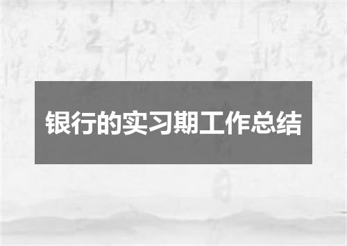 银行的实习期工作总结