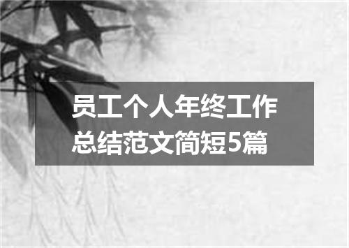 员工个人年终工作总结范文简短5篇