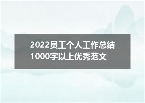 2022员工个人工作总结1000字以上优秀范文
