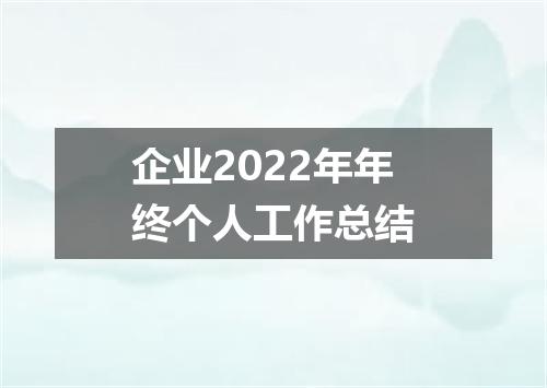 企业2022年年终个人工作总结