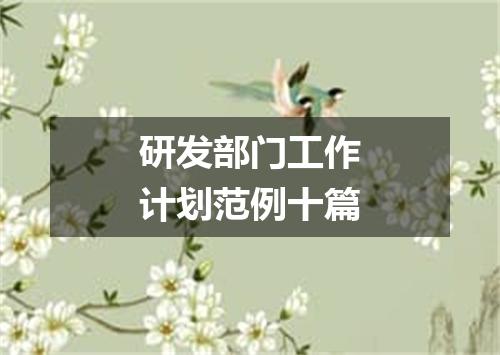 研发部门工作计划范例十篇