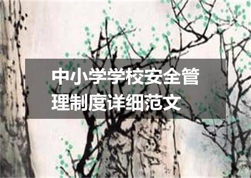 中小学学校安全管理制度详细范文